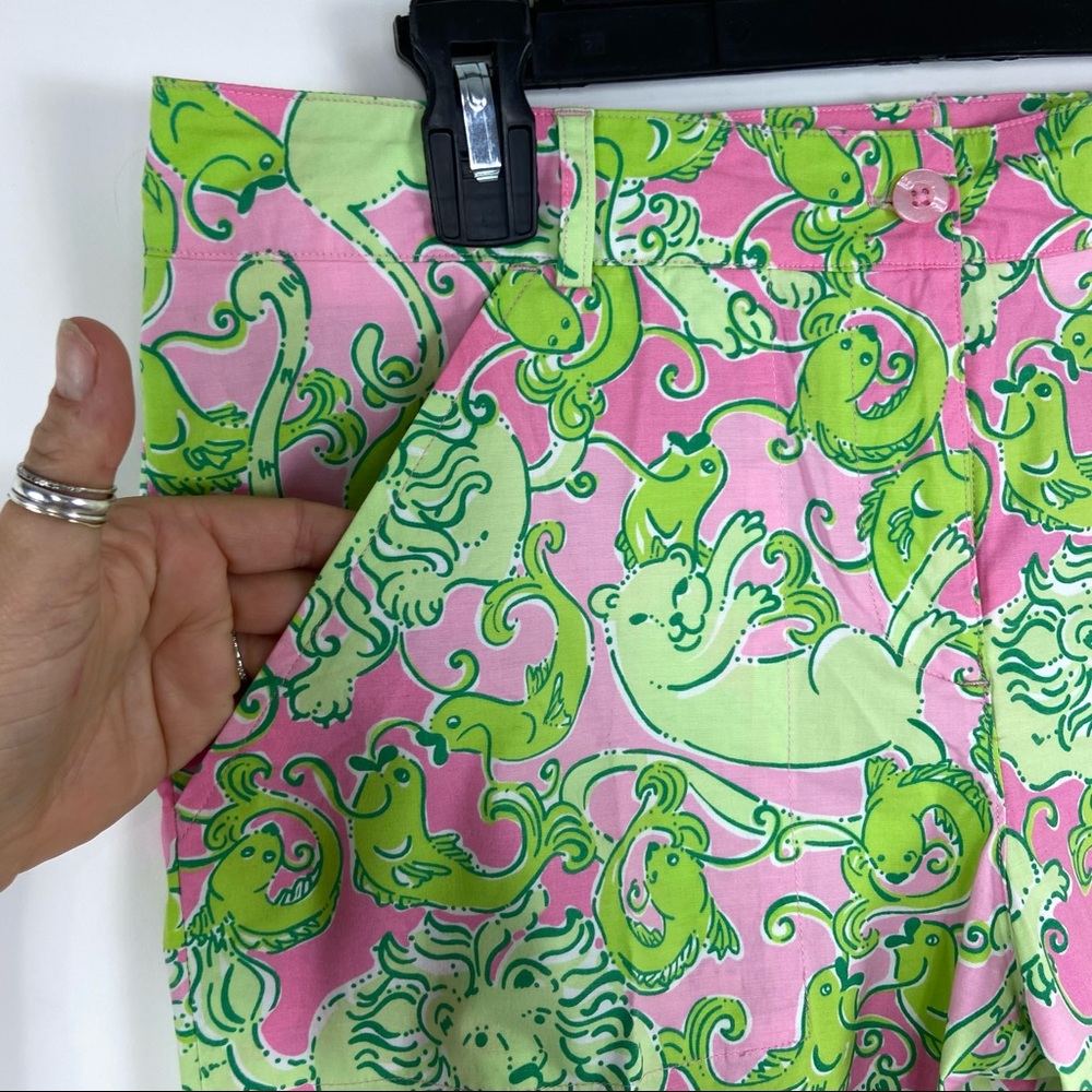 Lilly Pulitzer green lion fish wide leg capris. 8 - Picture 6 of 11